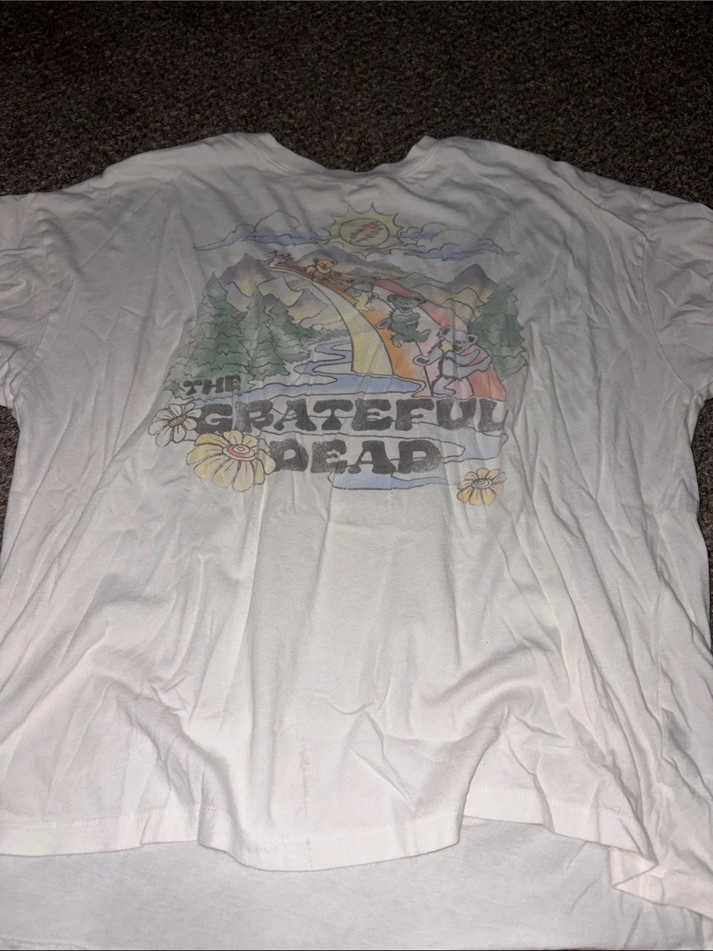 Grateful Dead White Tee with Multicolor Nature Graphic